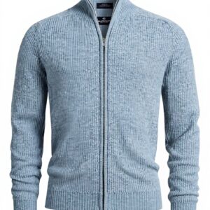 Cardigan homme KRONSTADT laine mélangée col montant zippé