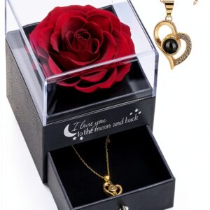 Rose éternelle Yamonic collier coeur cadeau femme amour-0