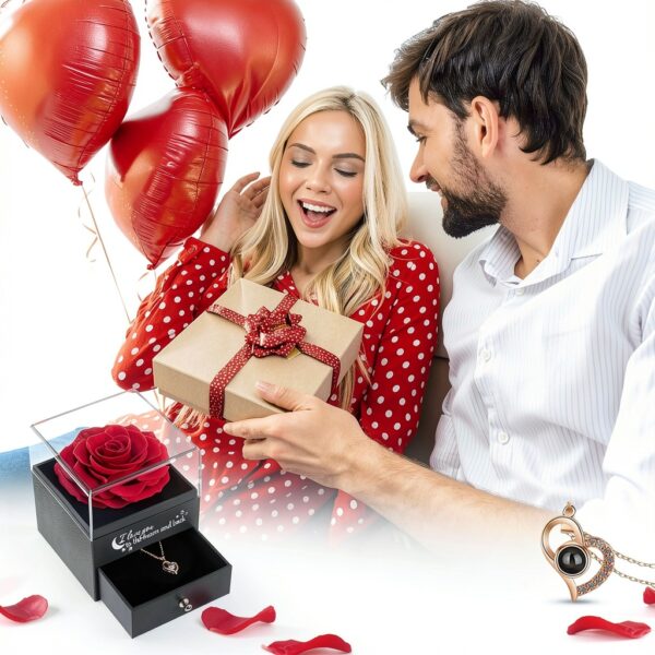 Rose éternelle Yamonic collier coeur cadeau femme amour-4