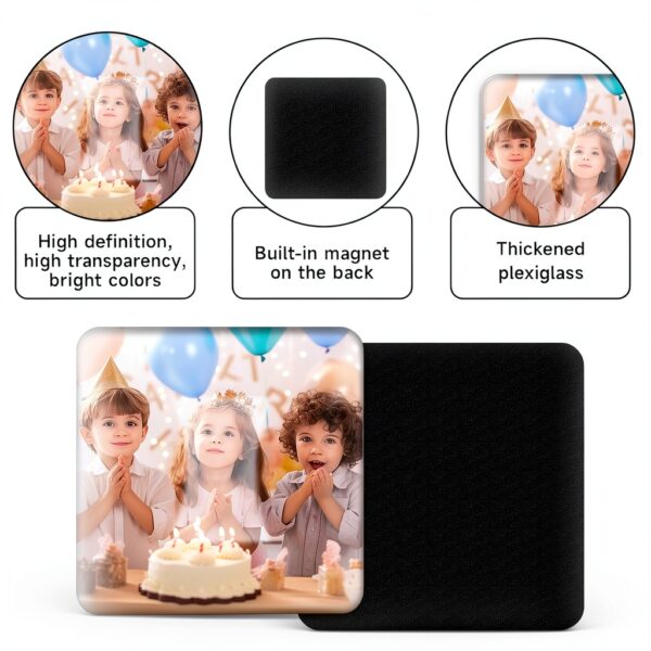 Aimant personnalisé XSTZR photo verre cristal carré cadeau-2