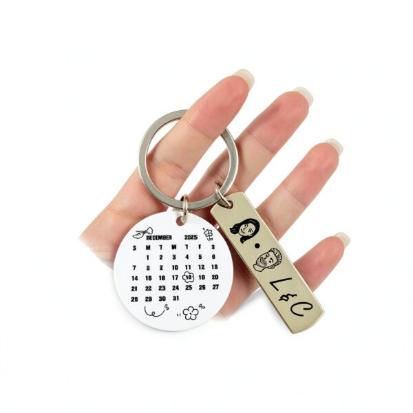 Porte-clés personnalisable couple gravure photo métal cadeau-4