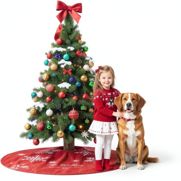 Cache pied sapin Noël SOUFEEL polyester personnalisé flocons-3