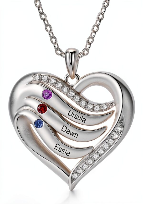 Collier personnalisé Glooraca pierre naissance nom coeur