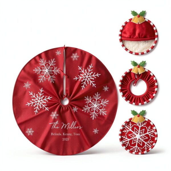 Cache pied sapin Noël SOUFEEL polyester personnalisé flocons-5