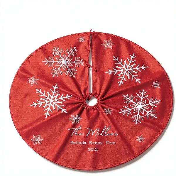 Cache pied sapin Noël SOUFEEL polyester personnalisé flocons-0