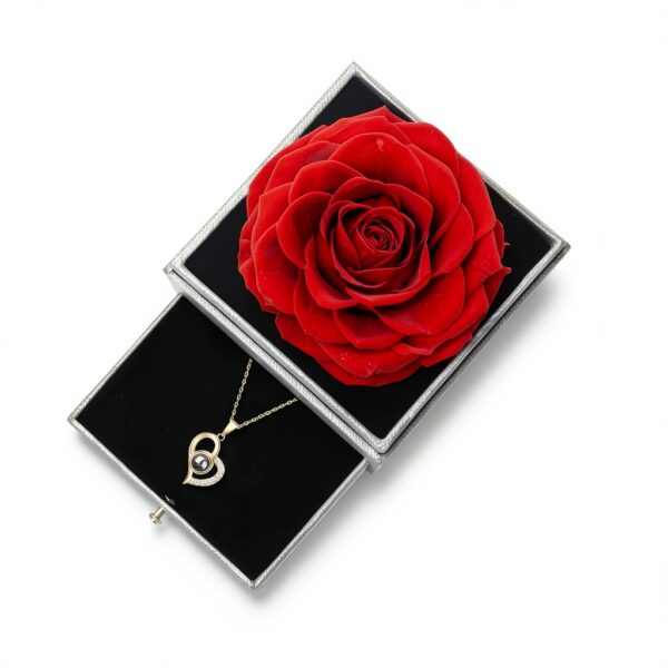 Rose éternelle Yamonic collier coeur cadeau femme amour-3